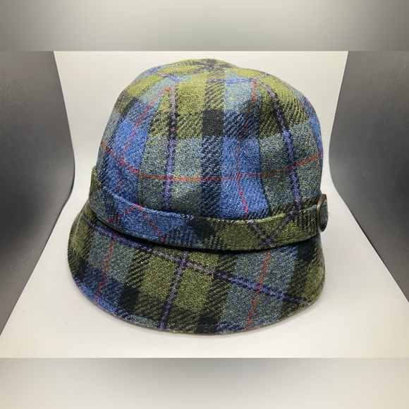 Mucros Weavers Tweed Flapper Cap Blue Green Plaid - Picture 2 of 8